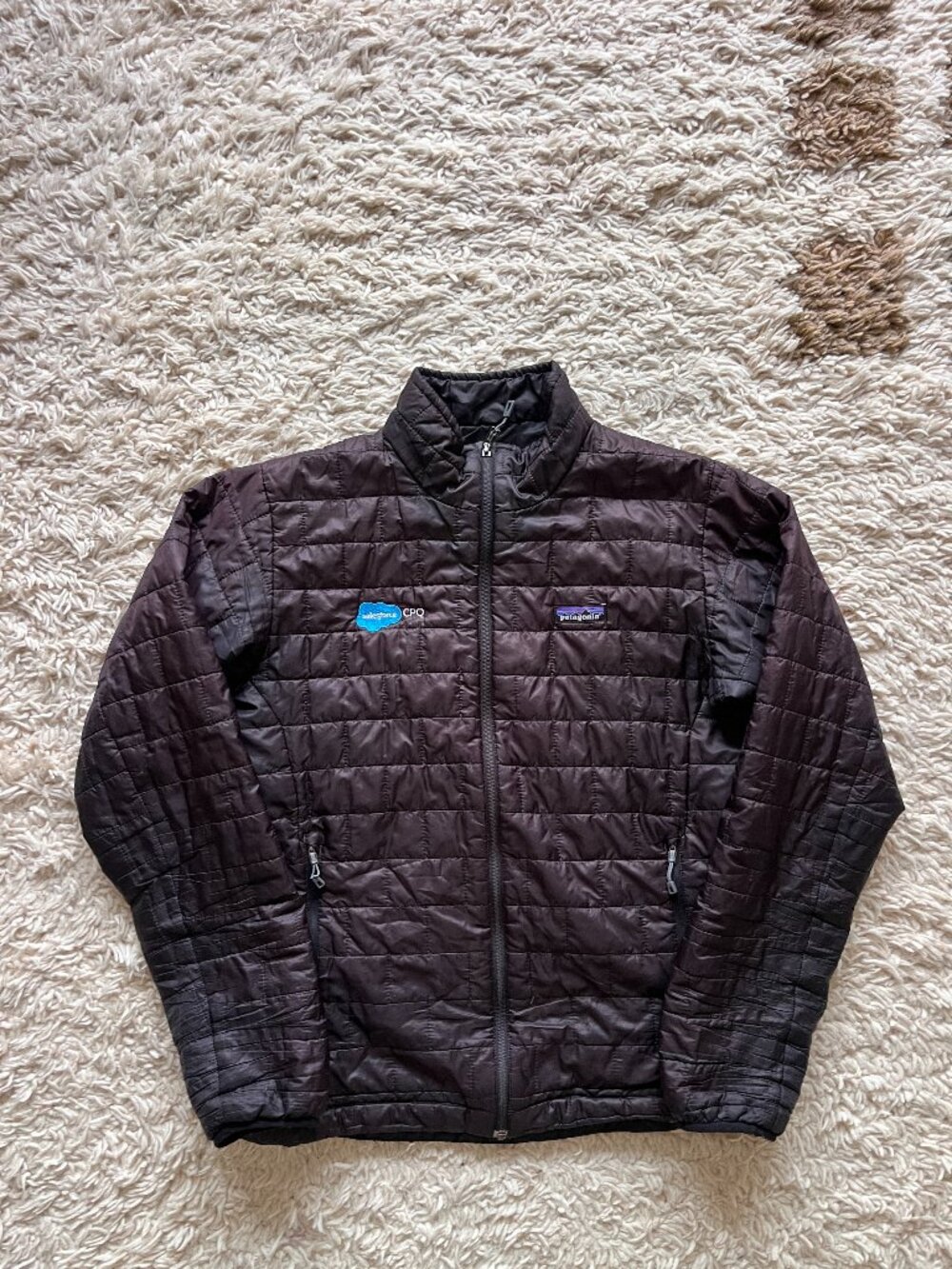 Patagonia Nano Puff Black Quilted Jacket Salesforce Logo Size M